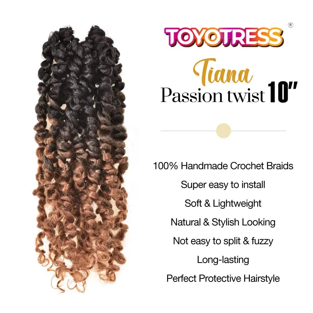 ( US ONLY) FAST SHIPPING NB | Toyotress® Tiana Passion Twist Hair - Pre-twisted Crochet Braids Natural Black, Pre-looped Synthetic Braiding Hair Extensions Toyotress